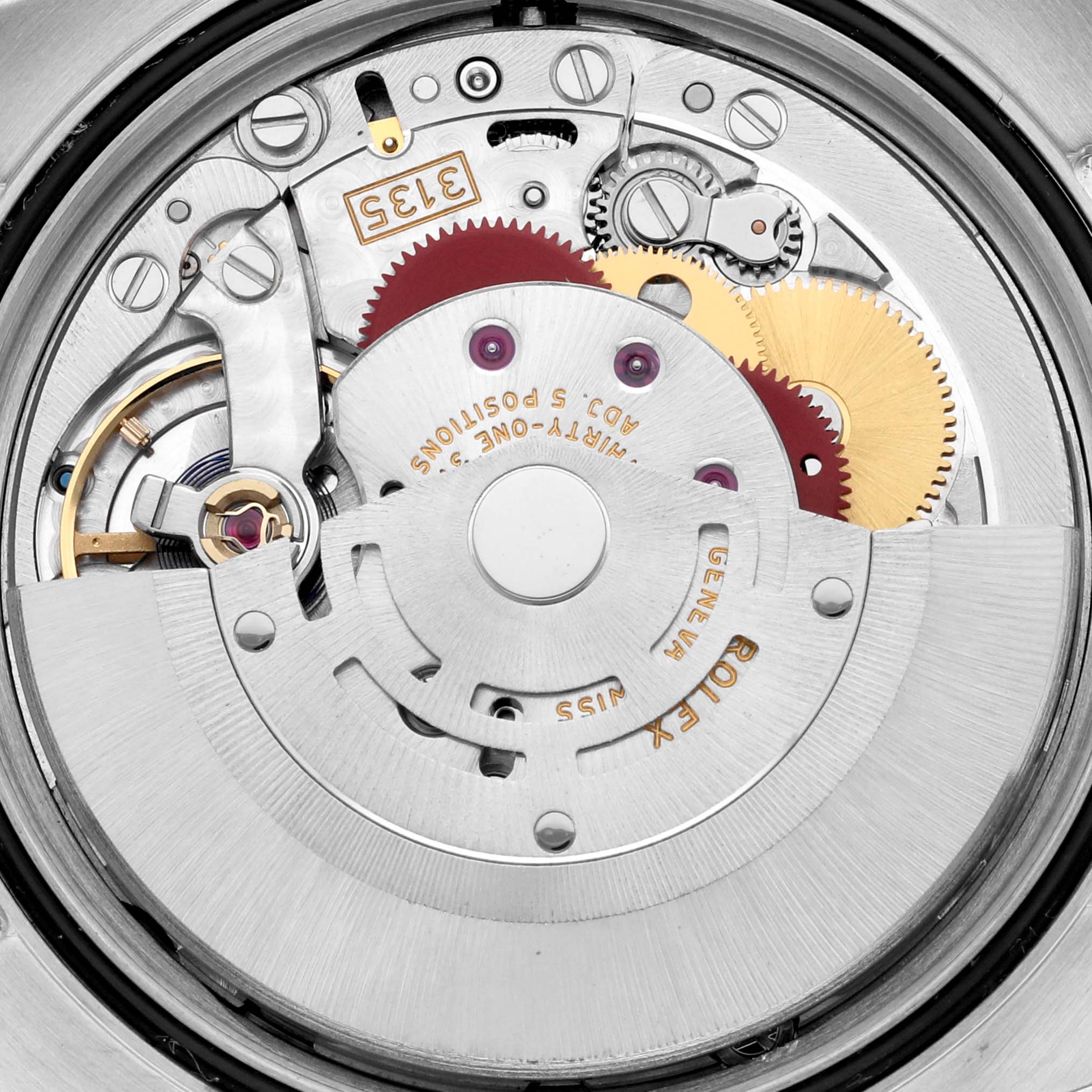 This image shows the intricate inner mechanism of the Turn-o-Graph watch by Rolex, viewed from the back.
