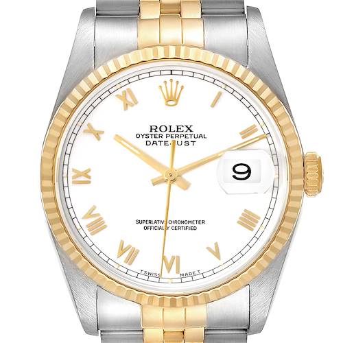 Photo of Rolex Datejust White Dial Steel Yellow Gold Mens Watch 16233 Box Papers