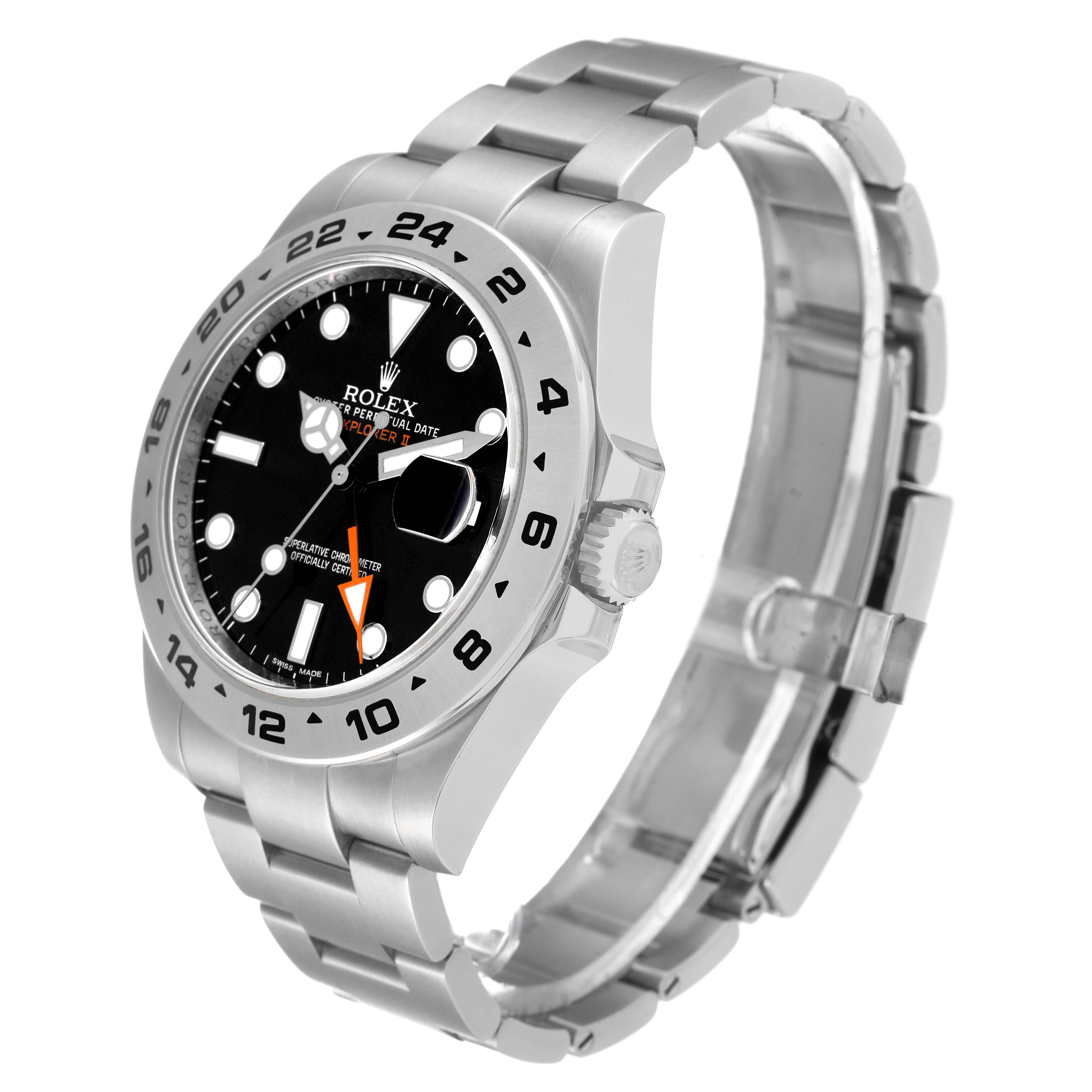 The image shows a side angle of the Rolex Explorer 216570 Men
s Stainless Steel Black Dial 216570 Men
s Stainless Steel Black Dial model, displaying its stainless steel case, bezel, dial, bracelet, and crown.