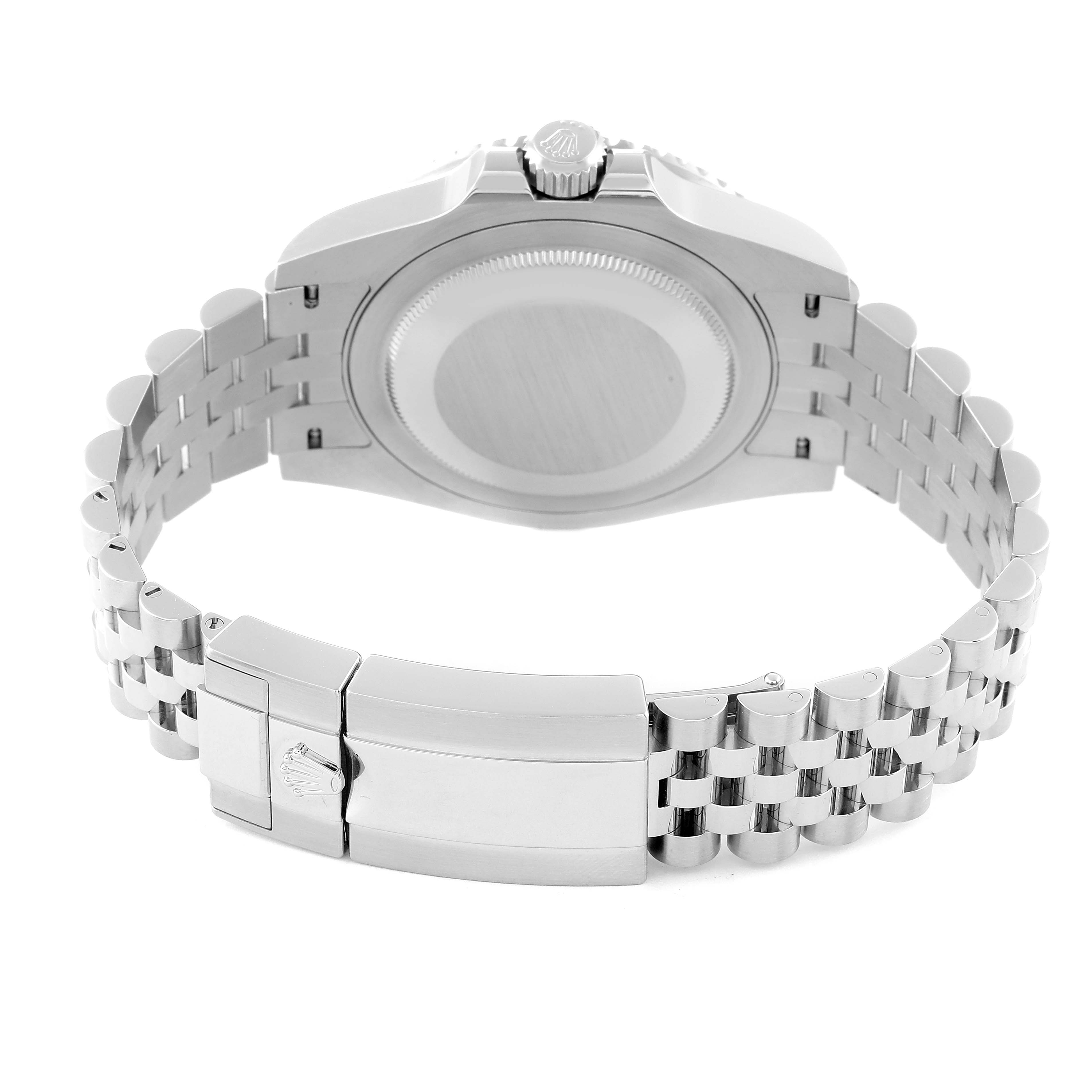 The image shows the back case and bracelet of the Rolex GMT-Master 126710 Men
s Stainless Steel Black Dial 126710 Men
s Stainless Steel Black Dial watch from a rear angle.