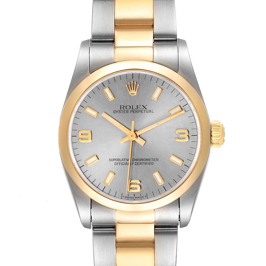 Rolex Midsize 31 Slate Dial Yellow Gold Steel Ladies Watch 67483 Box Papers SwissWatchExpo
