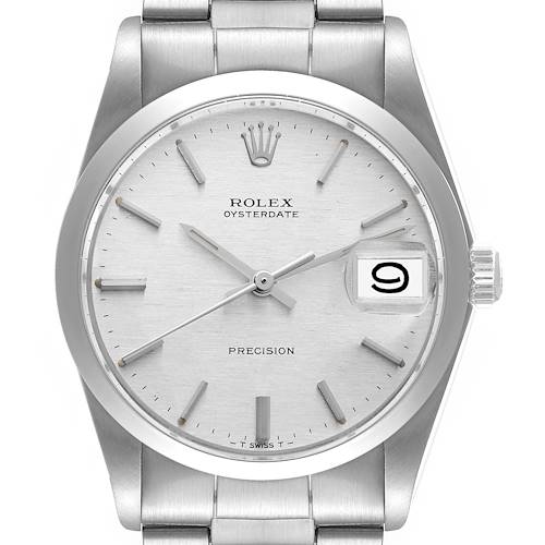 Photo of Rolex OysterDate Precision Linen Dial Steel Vintage Mens Watch 6694
