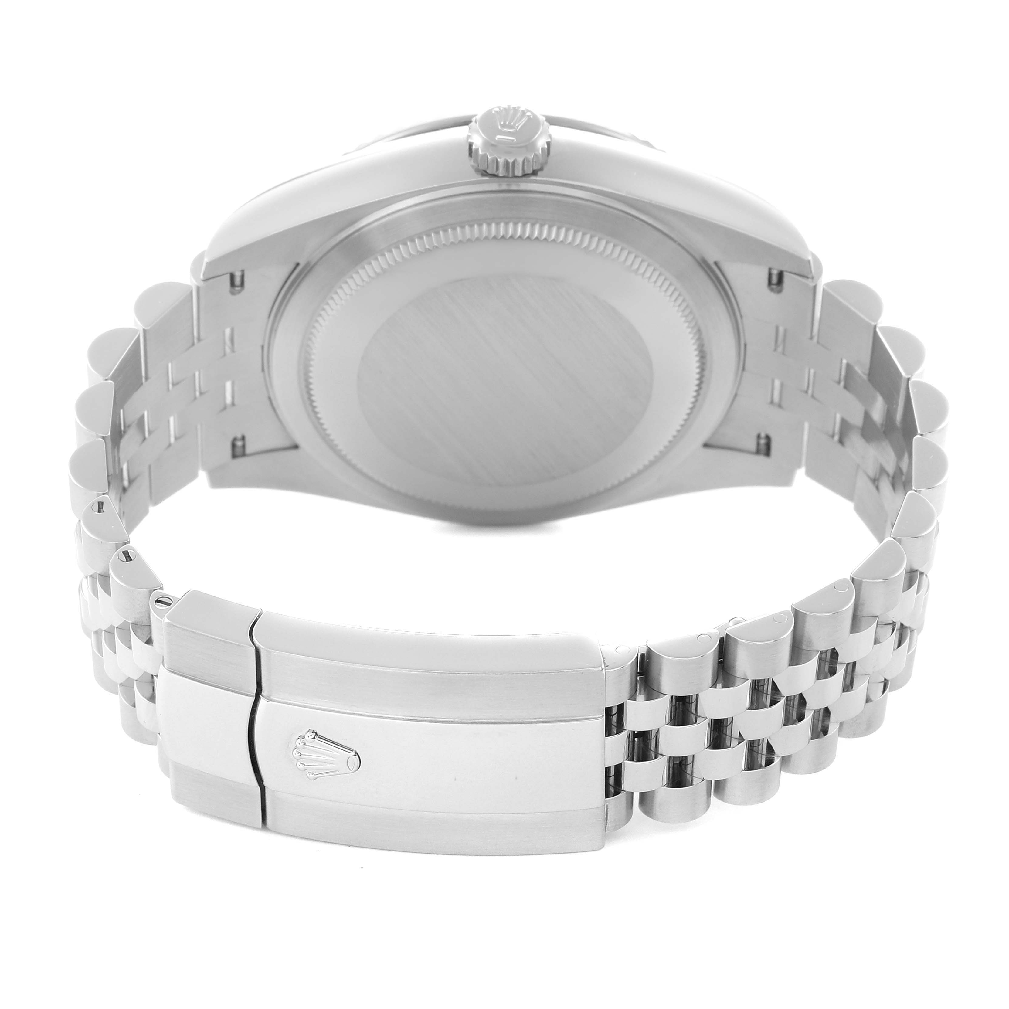 The image shows the back of a Rolex Sky-Dweller 336934 Men
s Stainless Steel Blue Dial 336934 Men
s Stainless Steel Blue Dial, highlighting the clasp and bracelet from a rear angle.