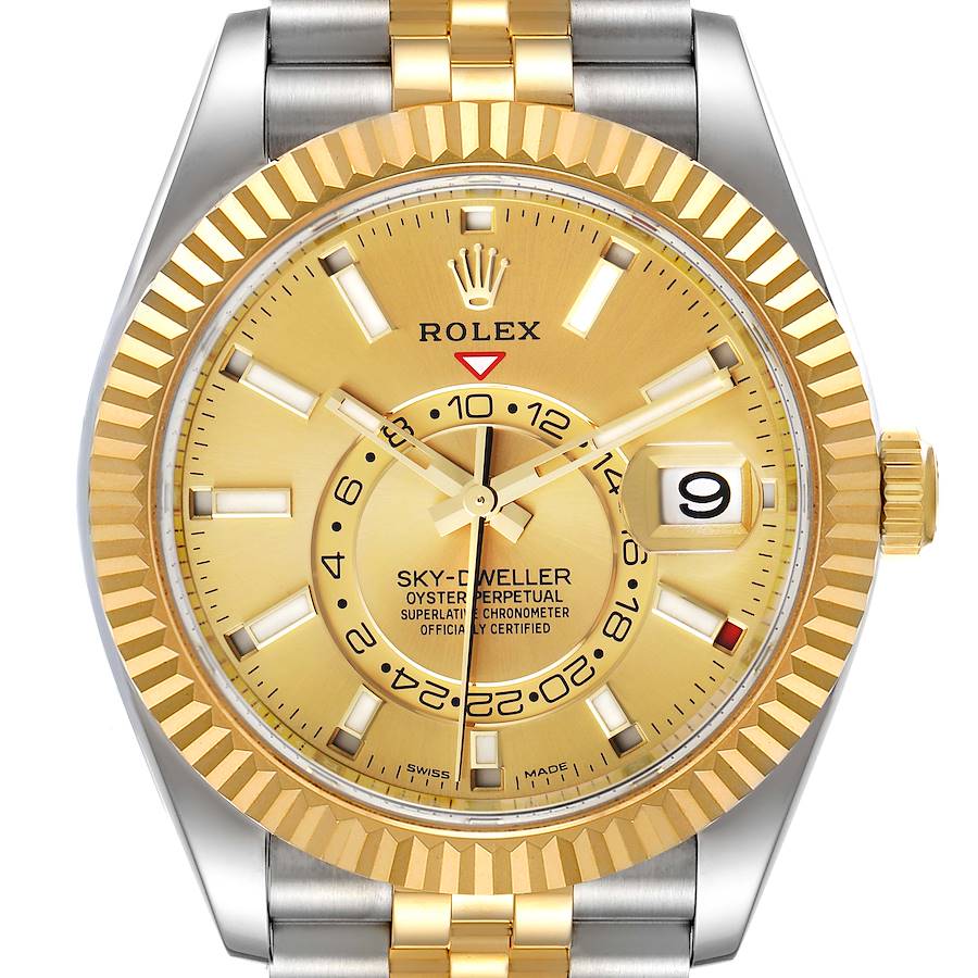 NOT FOR SALE Rolex Sky Dweller Yellow Gold Steel Champagne Dial Mens Watch 326933 Box Card PARTIAL PAYMENT SwissWatchExpo