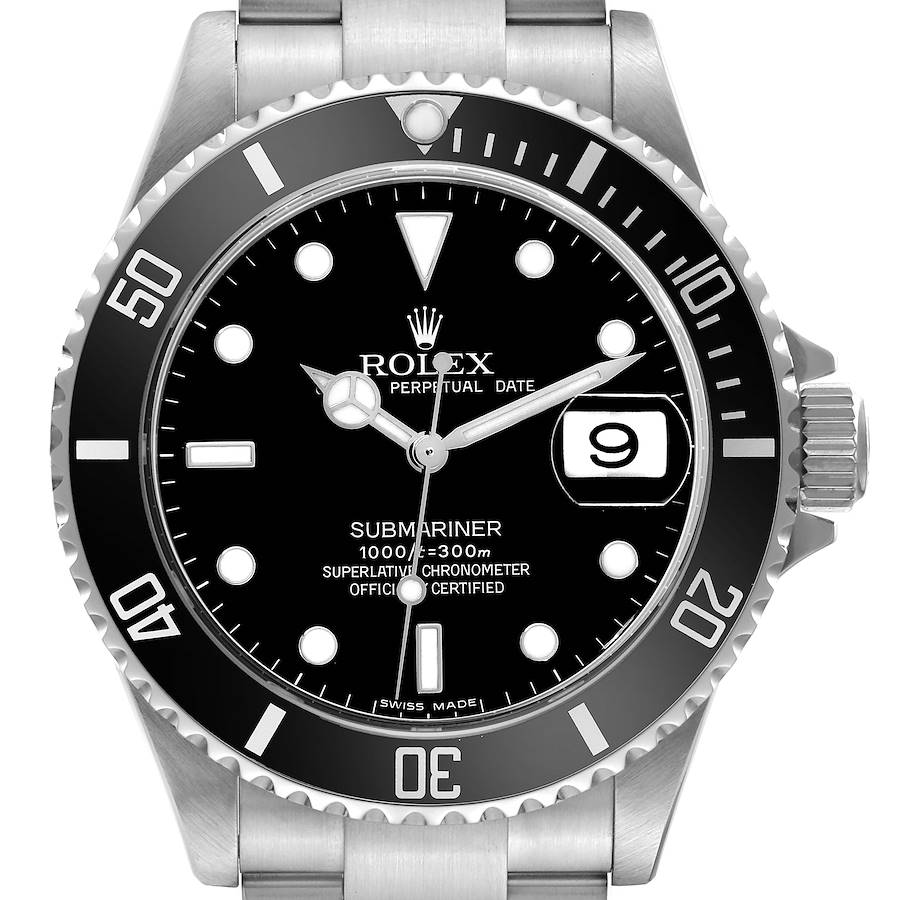 Rolex Submariner Date Black Dial Steel Mens Watch 16610 SwissWatchExpo