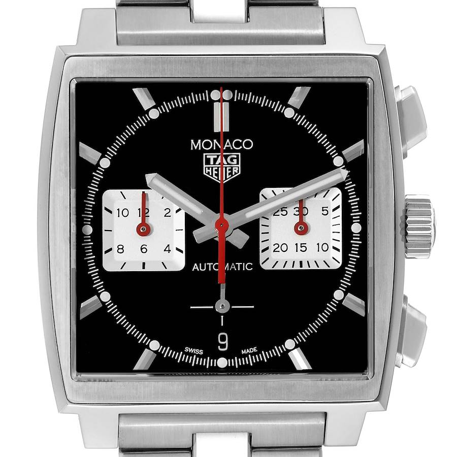 Tag Heuer Monaco Calibre 02 Black Dial Steel Mens Watch CBL2113 Box Card SwissWatchExpo