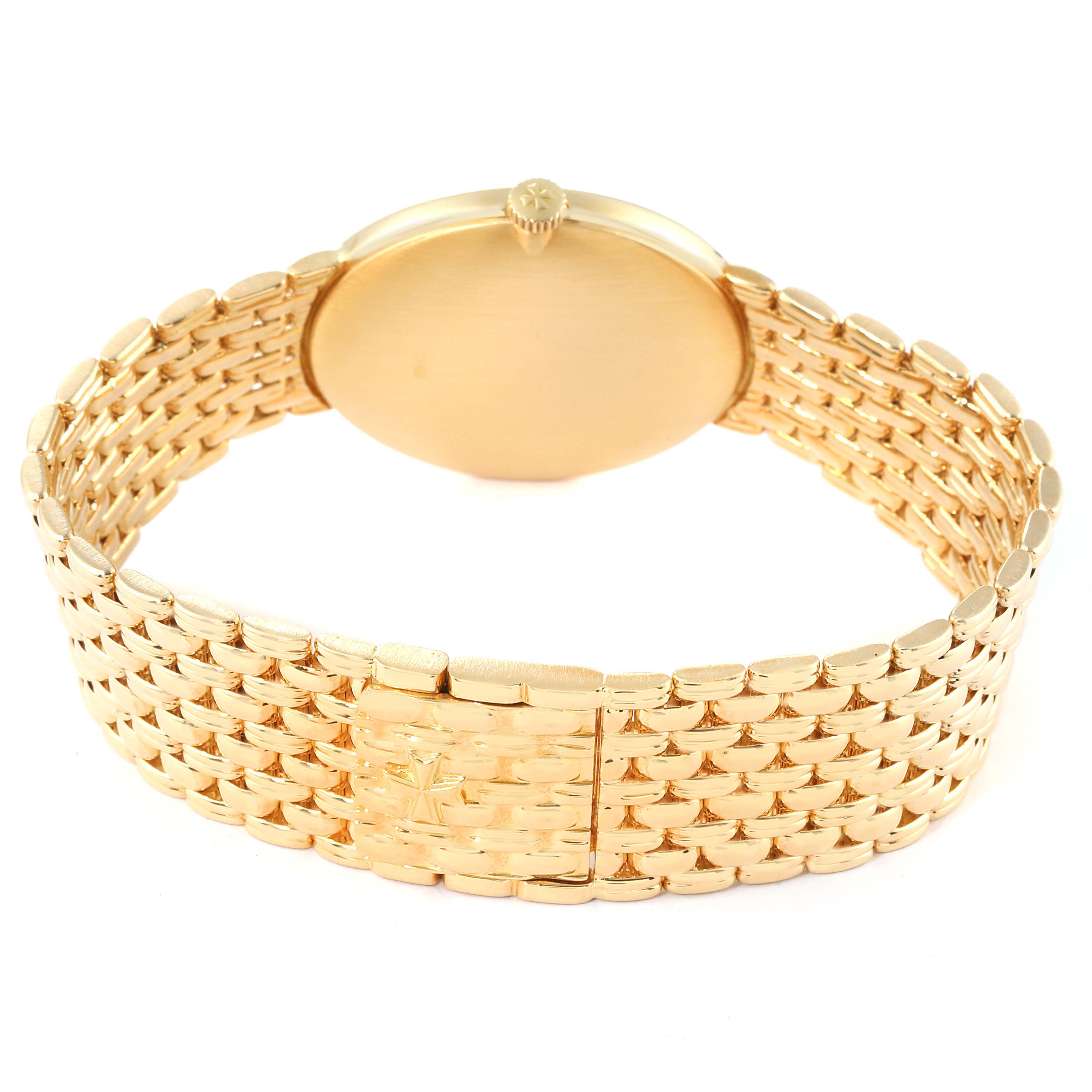 The image shows the back view of a Vintage Vacheron Constantin watch, highlighting the bracelet and clasp.