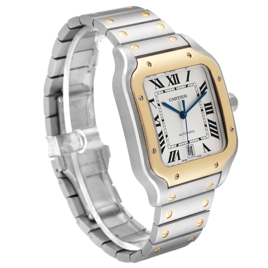 Cartier Santos Large Steel Yellow Gold Mens Watch W2SA0009 Card