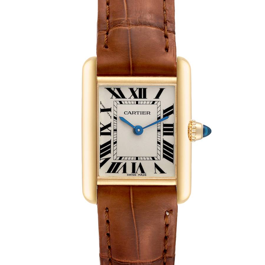 Cartier Tank Louis Small Yellow Gold Brown Strap Ladies Watch W1529856 SwissWatchExpo