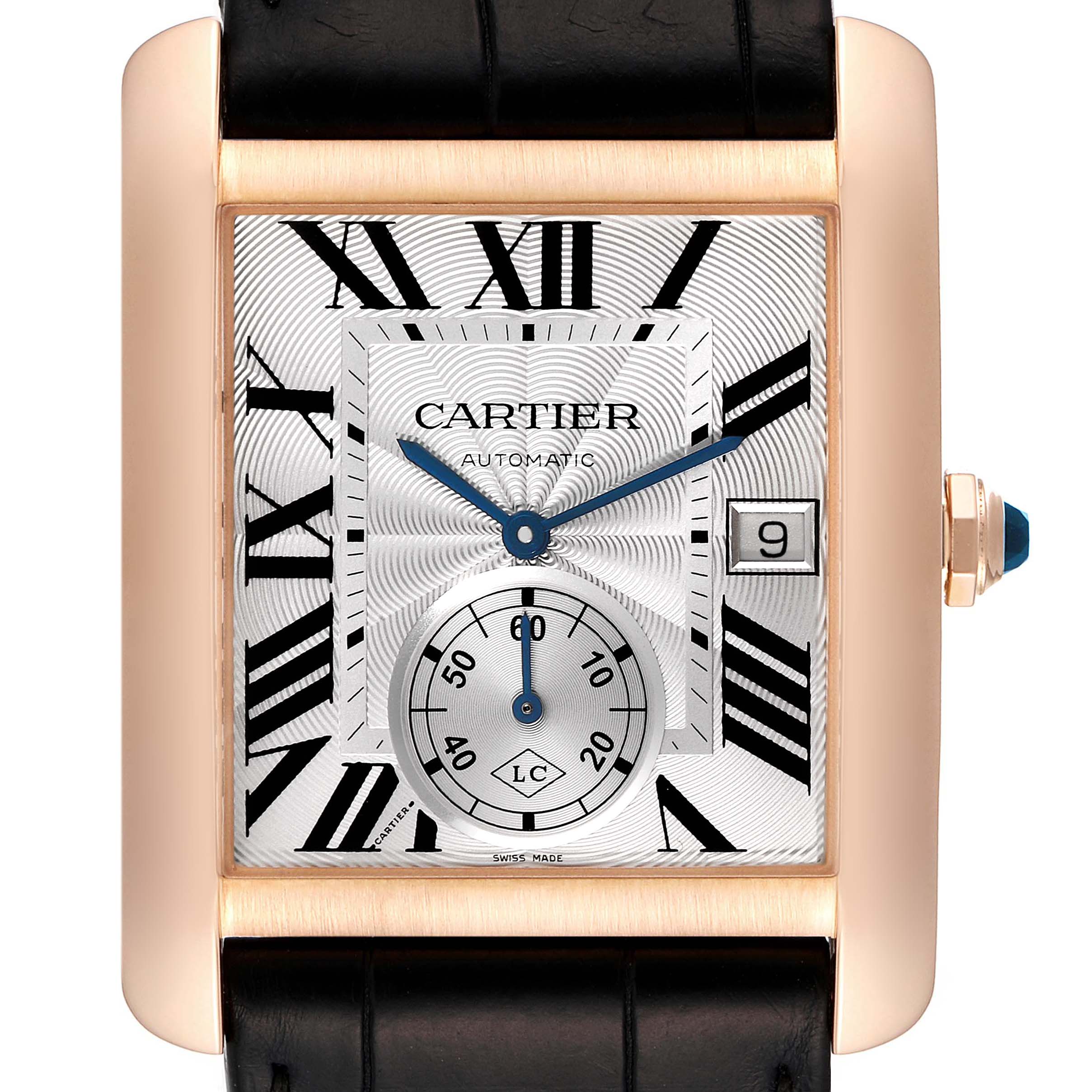 Cartier Tank MC Rose Collaborateur Gold Silver Dial Mens Watch