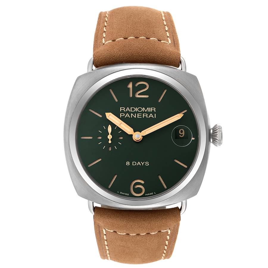 Panerai Radiomir 8 Days Titanium Green Dial Mens Watch PAM00735