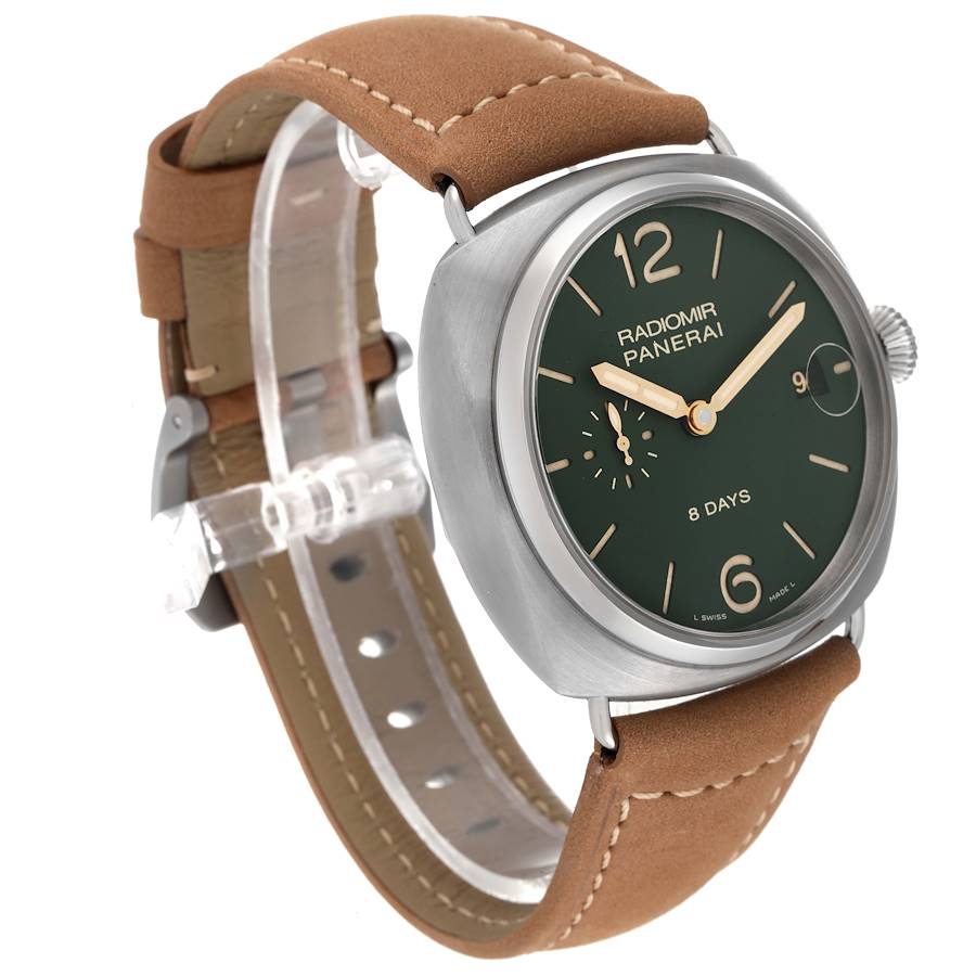 Panerai Radiomir 8 Days Titanium Green Dial Mens Watch PAM00735 Box Papers