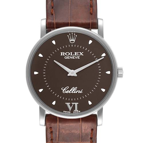 Photo of Rolex Cellini Classic 18k White Gold Brown Dial Unisex Watch 5115 Papers
