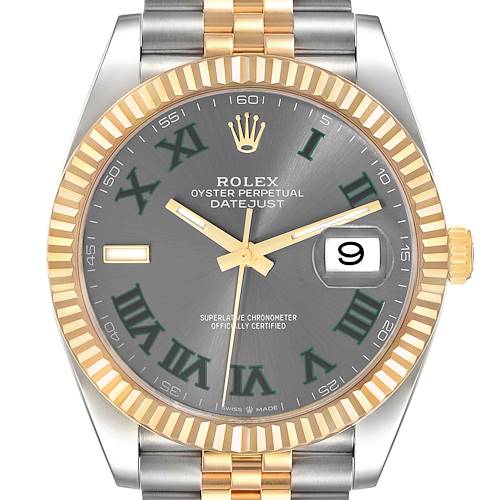 Photo of Rolex Datejust 41 Steel Yellow Gold Wimbledon Dial Watch 126333 Box Card