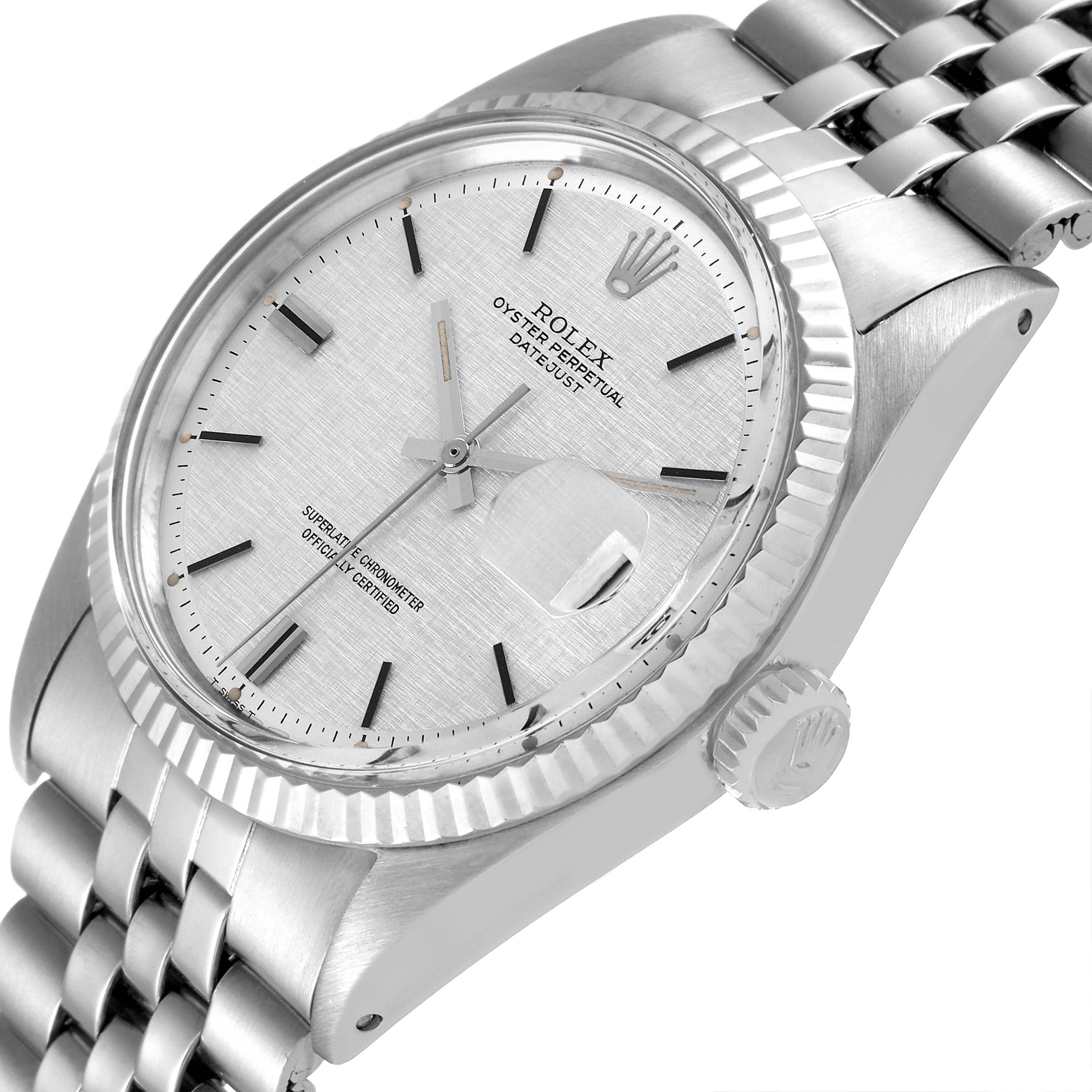 The image shows the Rolex Vintage Collection 1601 Men
s Stainless Steel Silver Dial 1601 Men
s Stainless Steel Silver Dial watch, angled to display the dial, crown, bezel, and part of the bracelet.