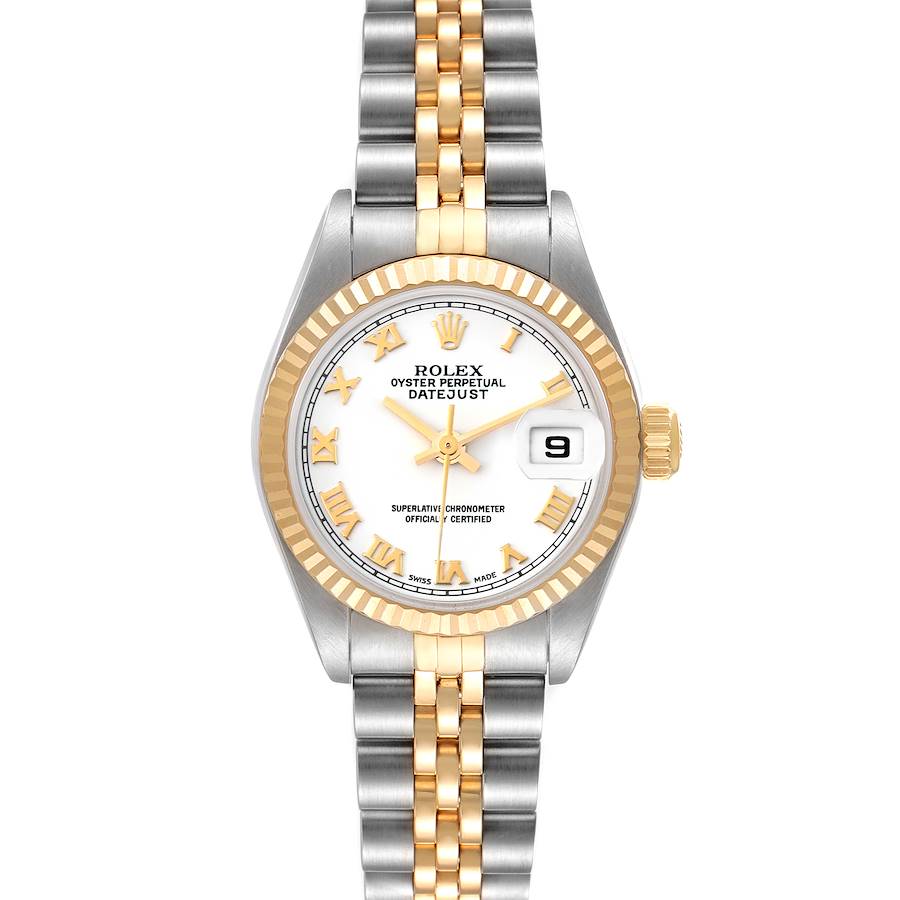 Rolex Datejust Steel Yellow Gold White Roman Dial Ladies Watch 79173 Box Papers SwissWatchExpo