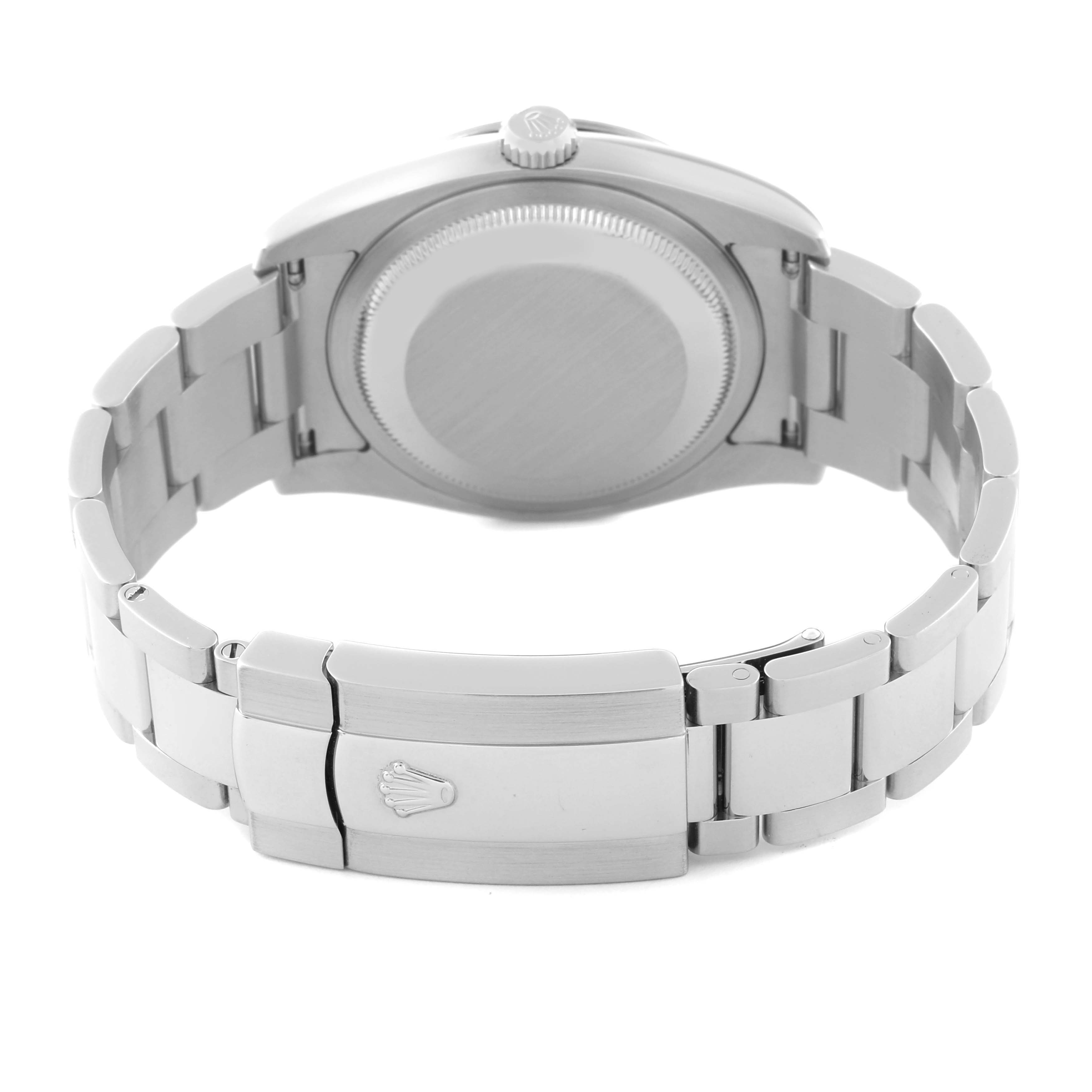 This image shows the back and bracelet of a Rolex Turn-o-Graph 116264 Men's Stainless Steel Black Dial 116264 Men's Stainless Steel Black Dial watch, focusing on the clasp and case back.