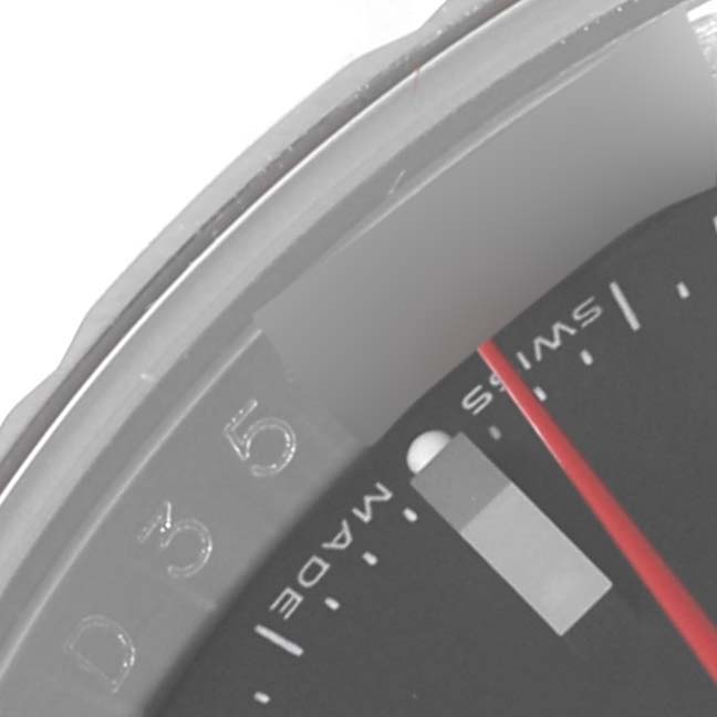 The image shows a close-up of the dial and bezel of a Rolex Turn-o-Graph 116264 Men's Stainless Steel Black Dial 116264 Men's Stainless Steel Black Dial watch at an oblique angle.