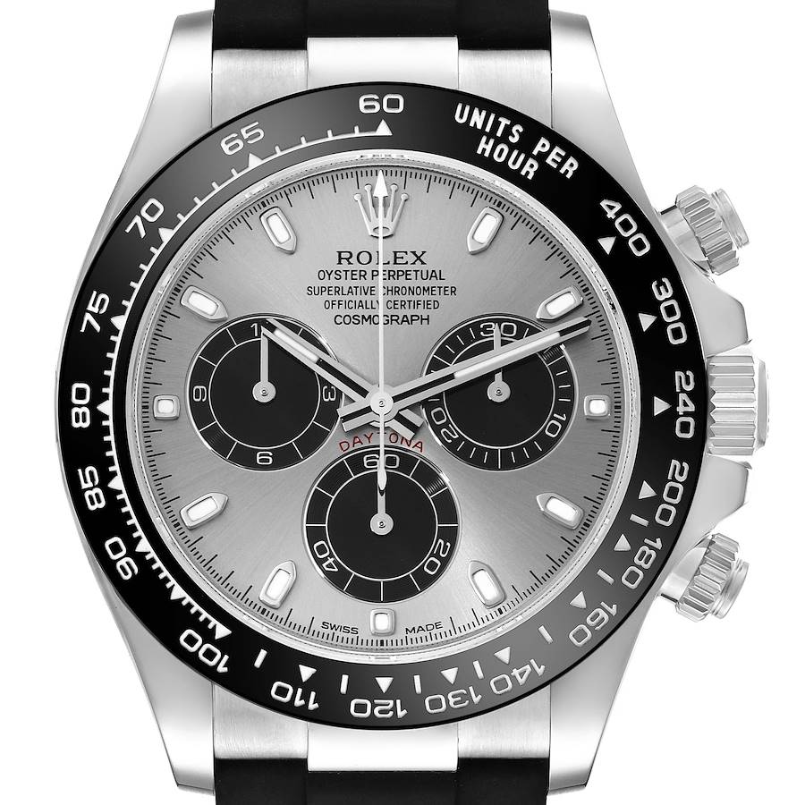 Rolex Daytona White Gold Grey Dial Oysterflex Mens Watch 116519 SwissWatchExpo