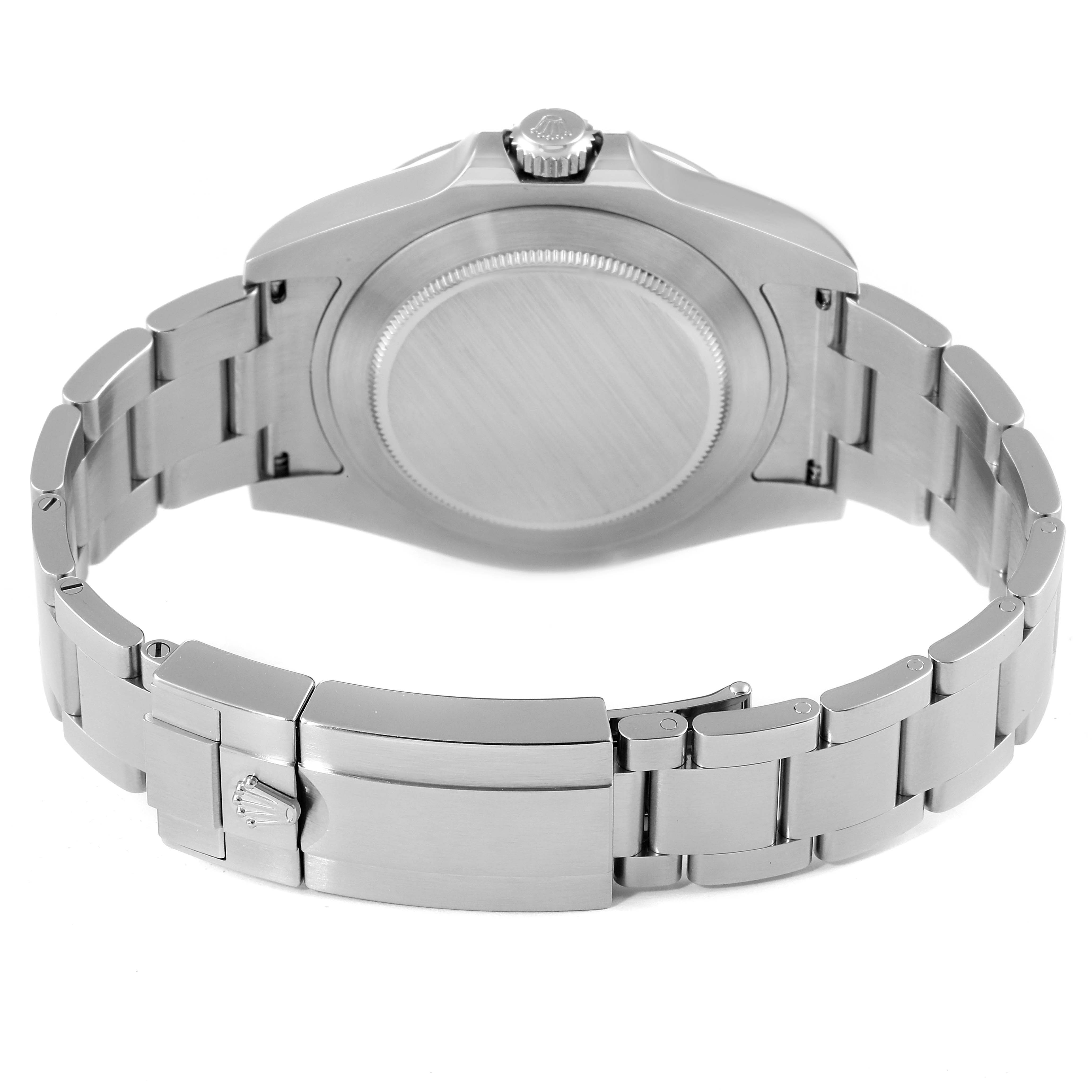 The image shows the back and bracelet of a Rolex Explorer 216570 Men's Stainless Steel Black Dial 216570 Men's Stainless Steel Black Dial watch, focusing on the clasp and caseback.