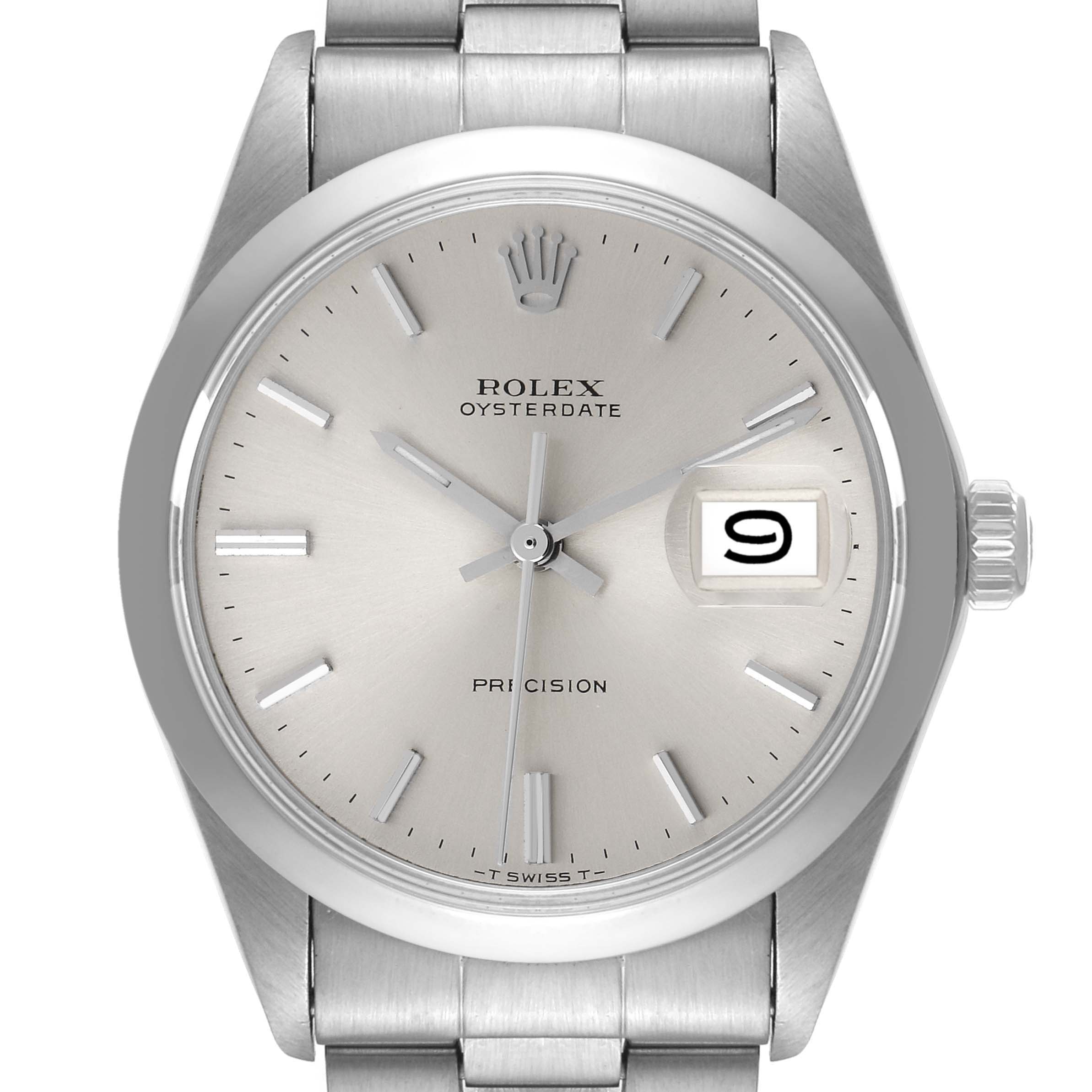 The Rolex Vintage Collection 6694 Men
s Stainless Steel Silver Dial 6694 Men
s Stainless Steel Silver Dial watch is shown from a straight-on angle, displaying the dial, bracelet, and crown.