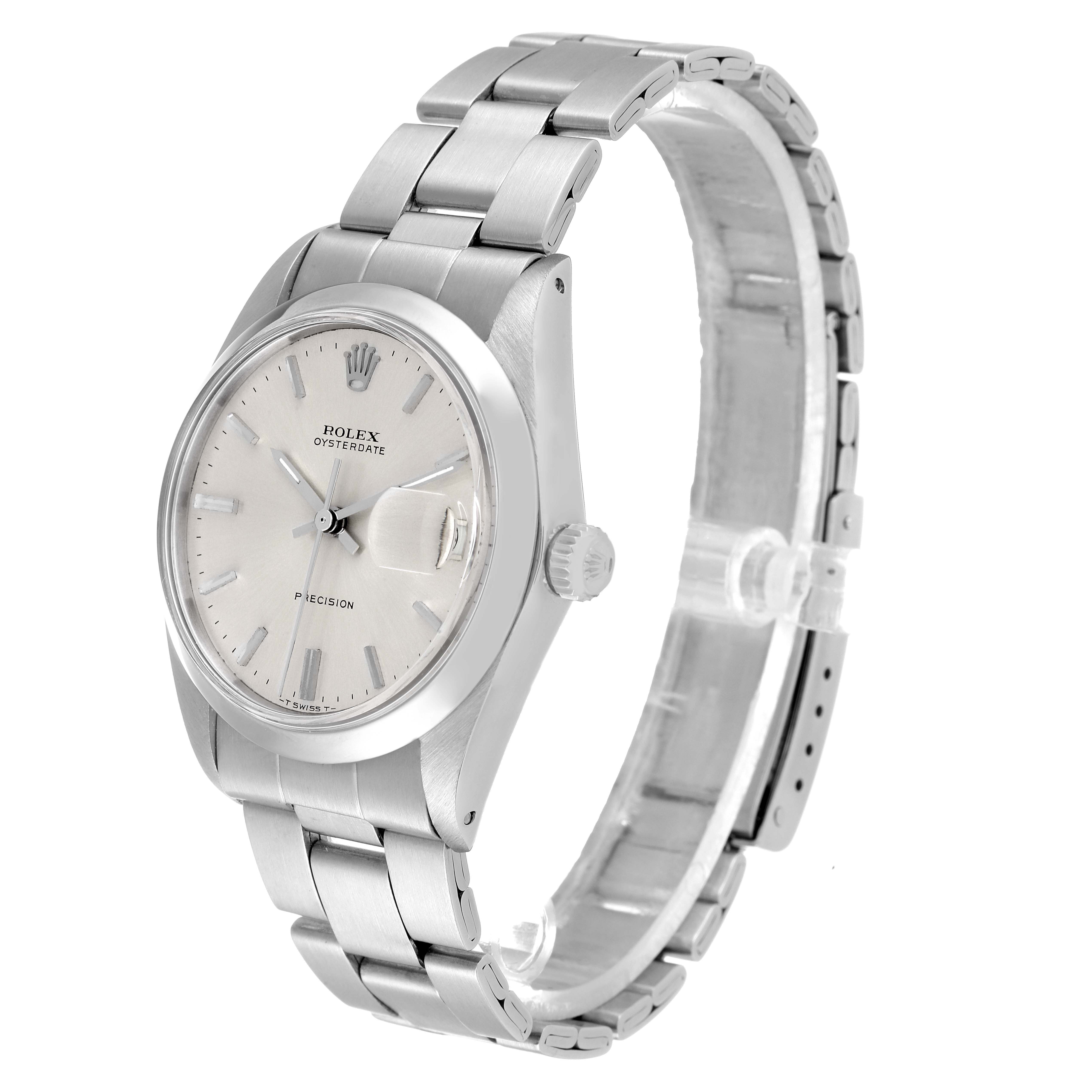 The Rolex Vintage Collection 6694 Men
s Stainless Steel Silver Dial 6694 Men
s Stainless Steel Silver Dial model is shown from a three-quarter angle, displaying the face, crown, and metal bracelet.
