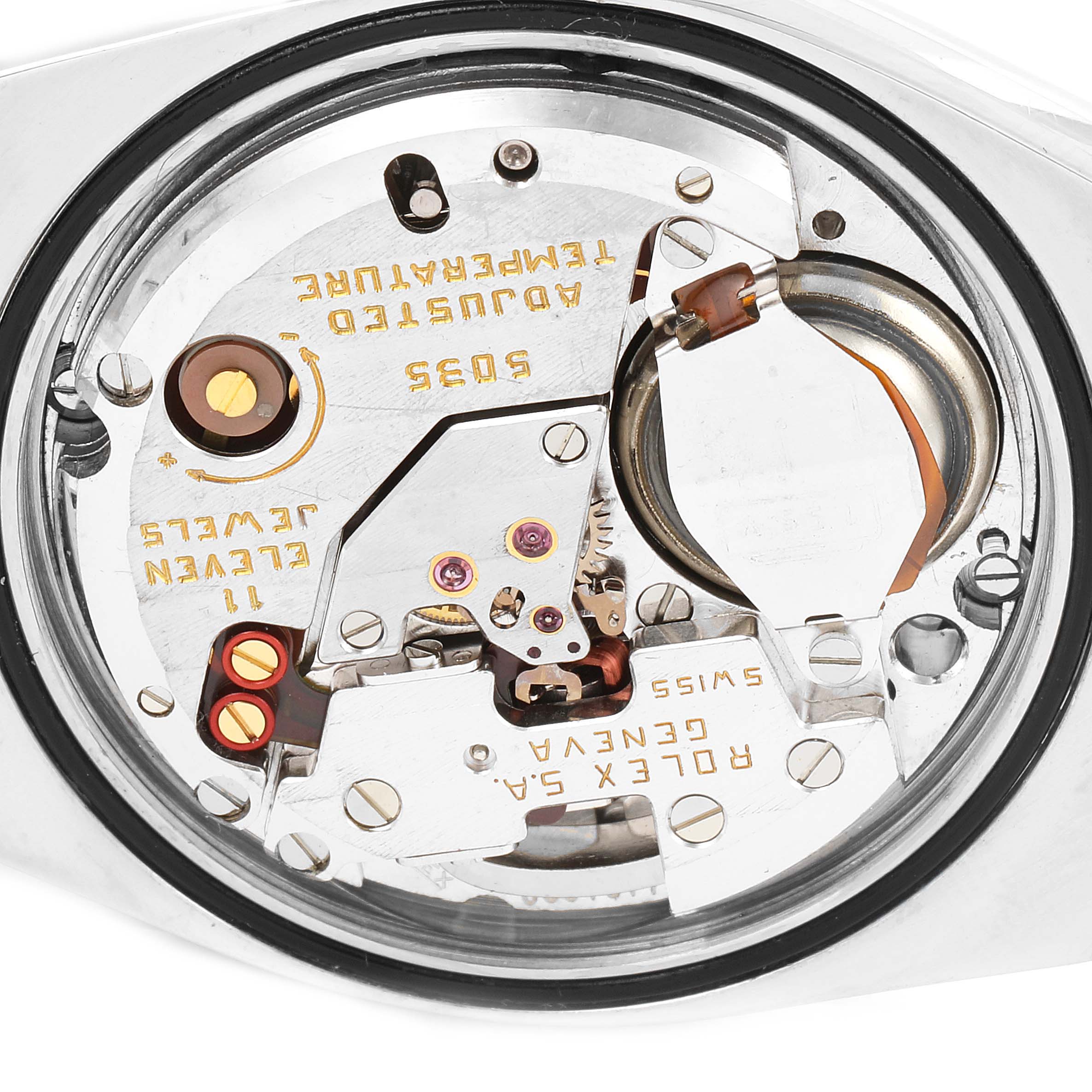 This image shows the internal quartz movement mechanism of a Rolex Oysterquartz 17013 Men's Steel and Gold (two tone) Silver Dial 17013 Men's Steel and Gold (two tone) Silver Dial watch from a top-down angle.