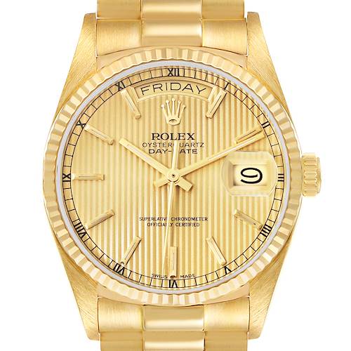 Photo of Rolex President Day-Date Yellow Gold Champagne Dial Mens Watch 18038