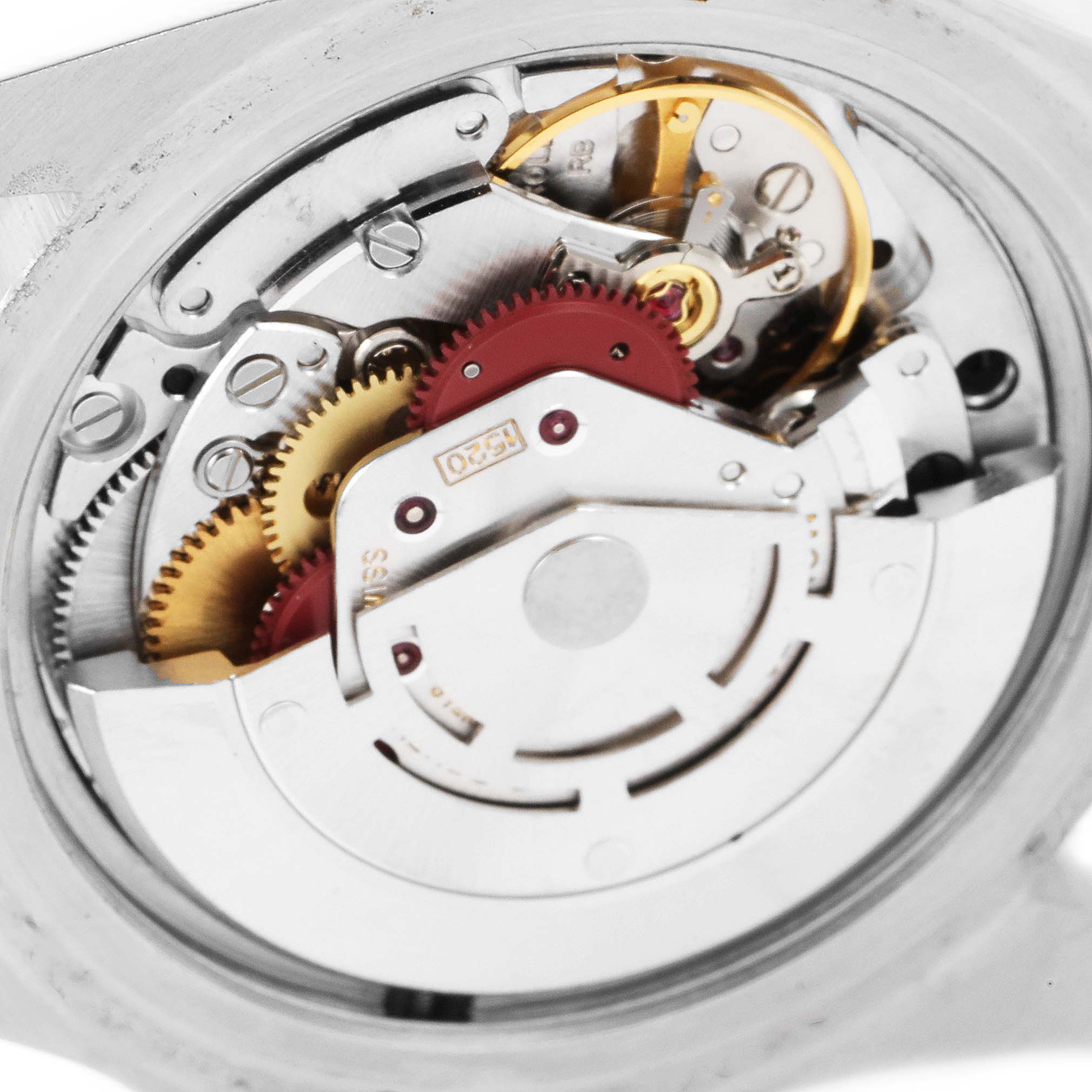 The image shows the inner mechanical movement of the Vintage Collection model by Rolex from a top-down angle.