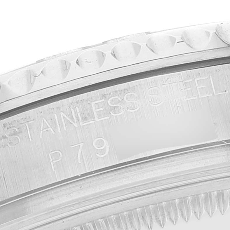 This image shows a close-up of the stainless steel bezel and part of the case of a Rolex Yacht-Master 168622 Men's Platinum Silver Dial 168622 Men's Platinum Silver Dial watch.