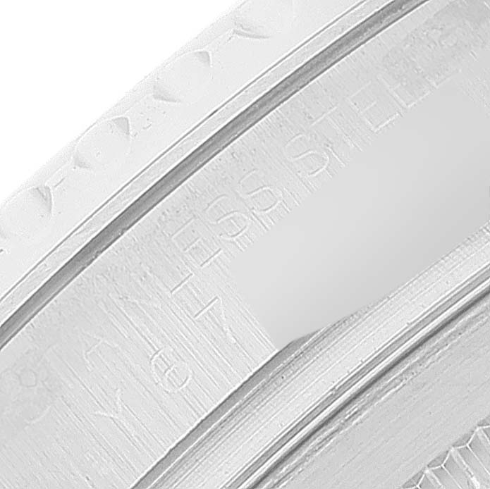 The image shows a close-up of the side bezel and engraving of the Rolex Yacht-Master 16622 Men
s Stainless Steel Silver Dial 16622 Men
s Stainless Steel Silver Dial watch.