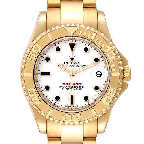 Photo of Rolex Yachtmaster Midsize 18K Yellow Gold White Dial Unisex Watch 168628