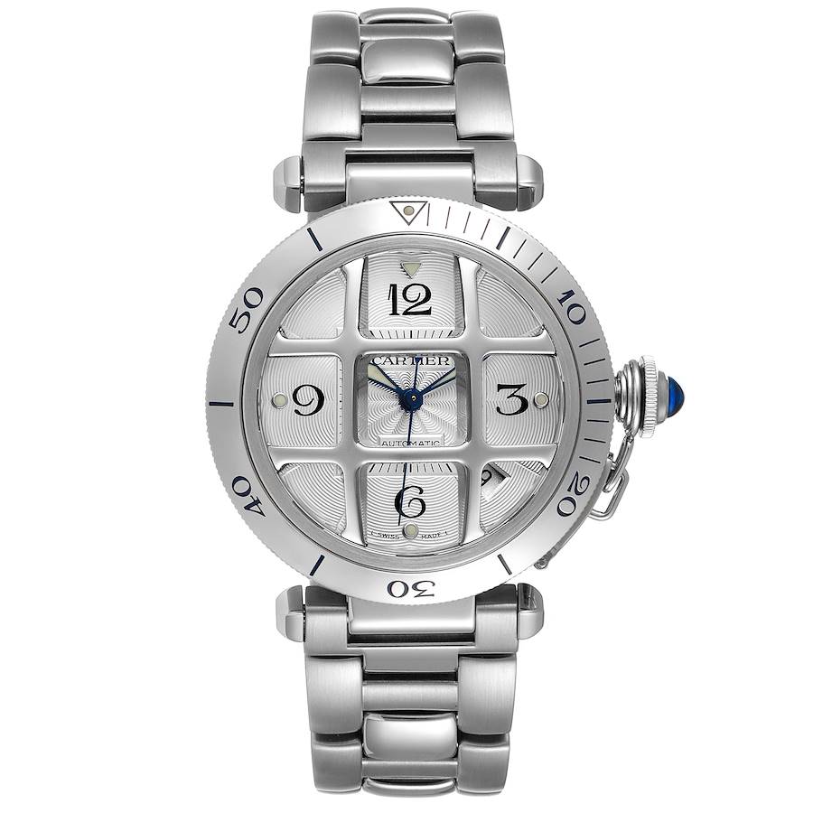 Cartier Pasha 38mm Silver Dial Steel Grid Unisex Watch W31059H3