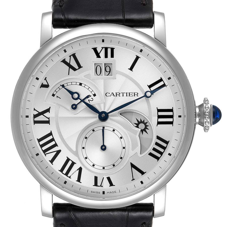 Cartier Rotonde Retrograde GMT Time Zone Steel Mens Watch W1556368 Unworn SwissWatchExpo