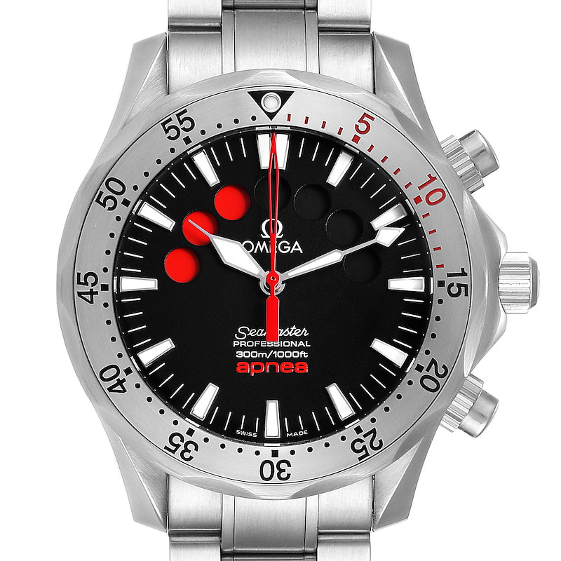Omega Seamaster Apnea Jacques Mayol Black Dial Mens Watch 2595.50.00 SwissWatchExpo