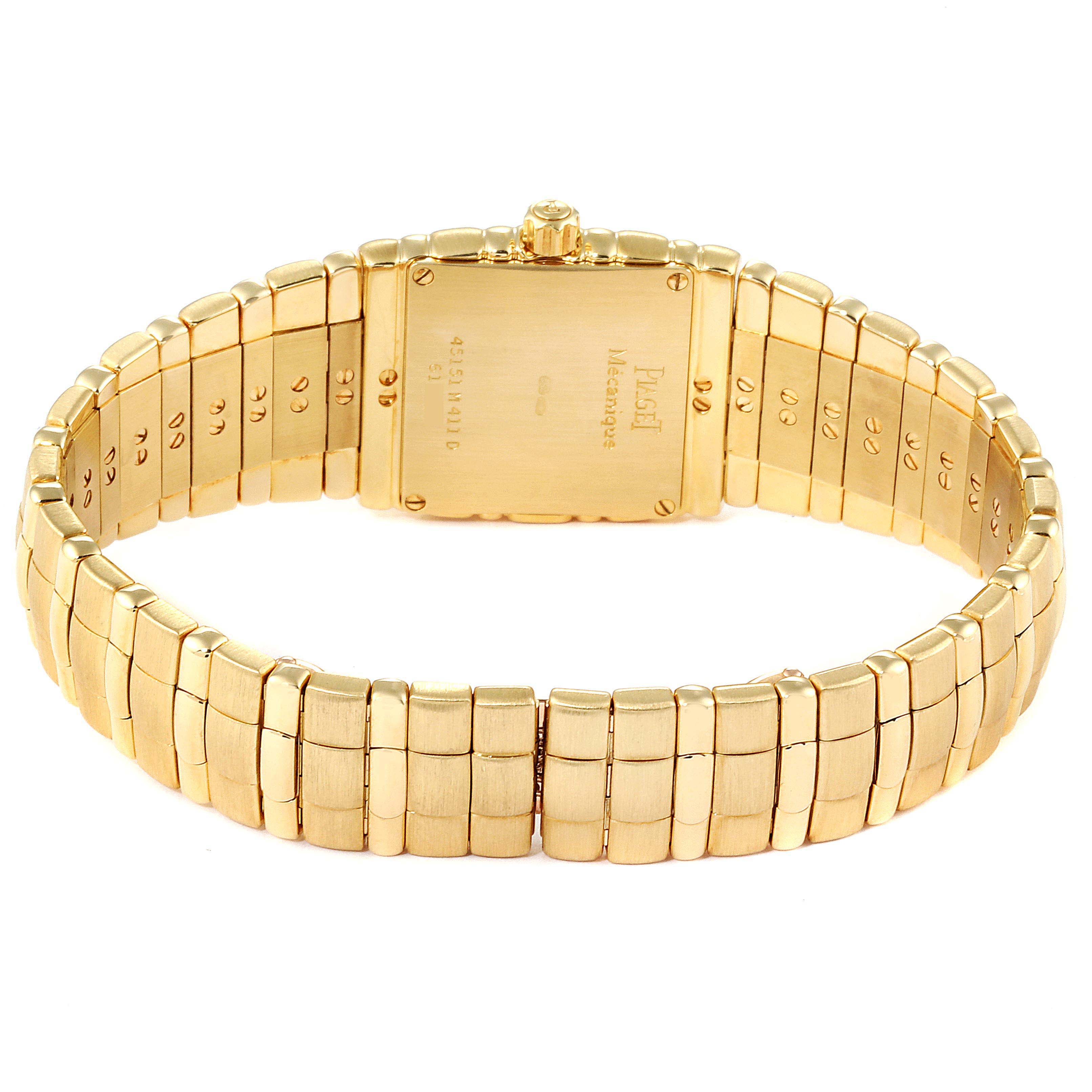 This is the back view of the Piaget M411 Women's Yellow Gold Champagne Dial M411 Women's Yellow Gold Champagne Dial Tanagra 18K Yellow Gold Mechanical Ladies Watch M411, showing the bracelet and case back.