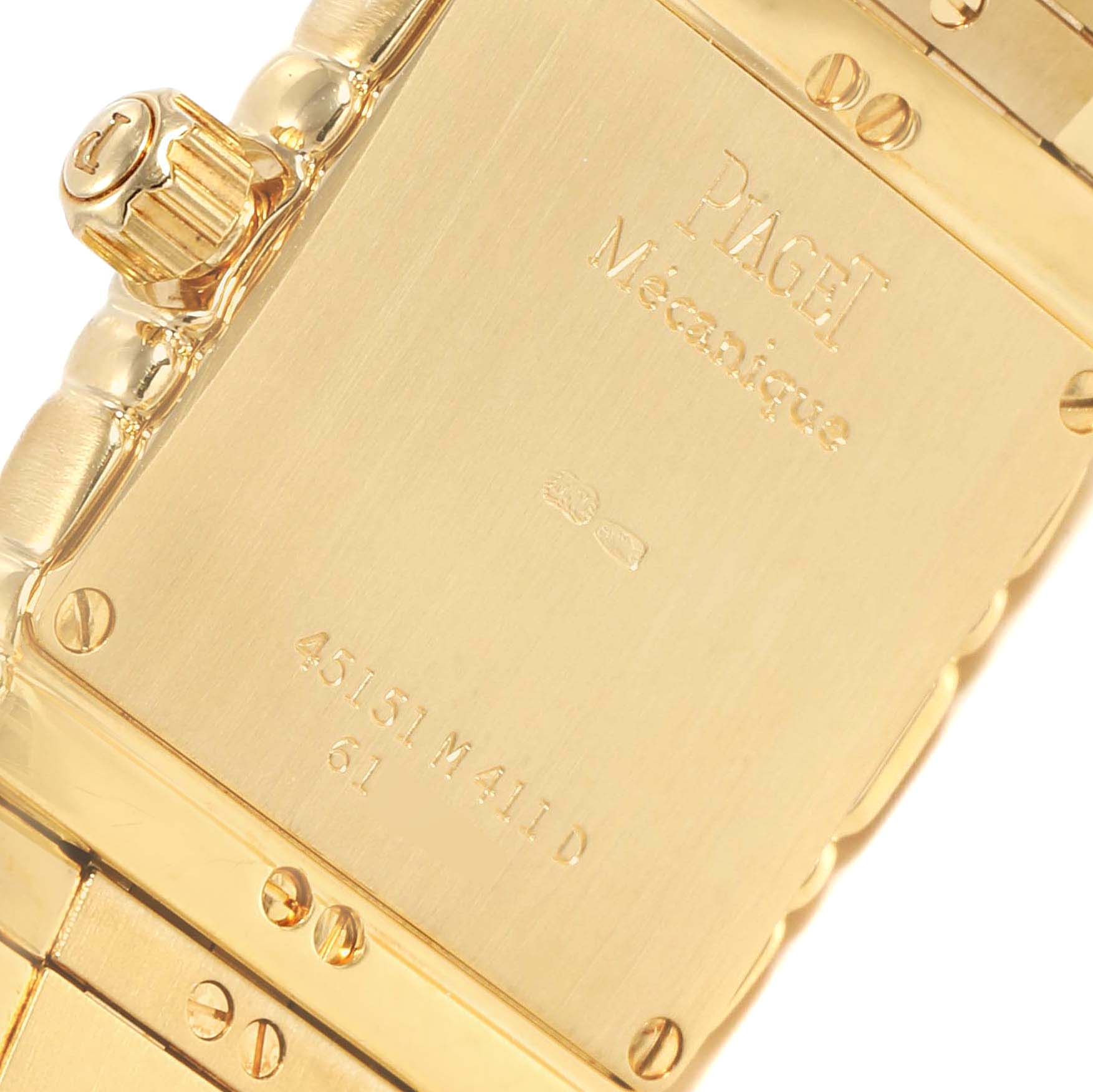 The image shows the back case and crown of the Piaget M411 Women's Yellow Gold Champagne Dial M411 Women's Yellow Gold Champagne Dial Tanagra 18K Yellow Gold Mechanical Ladies Watch M411 model.