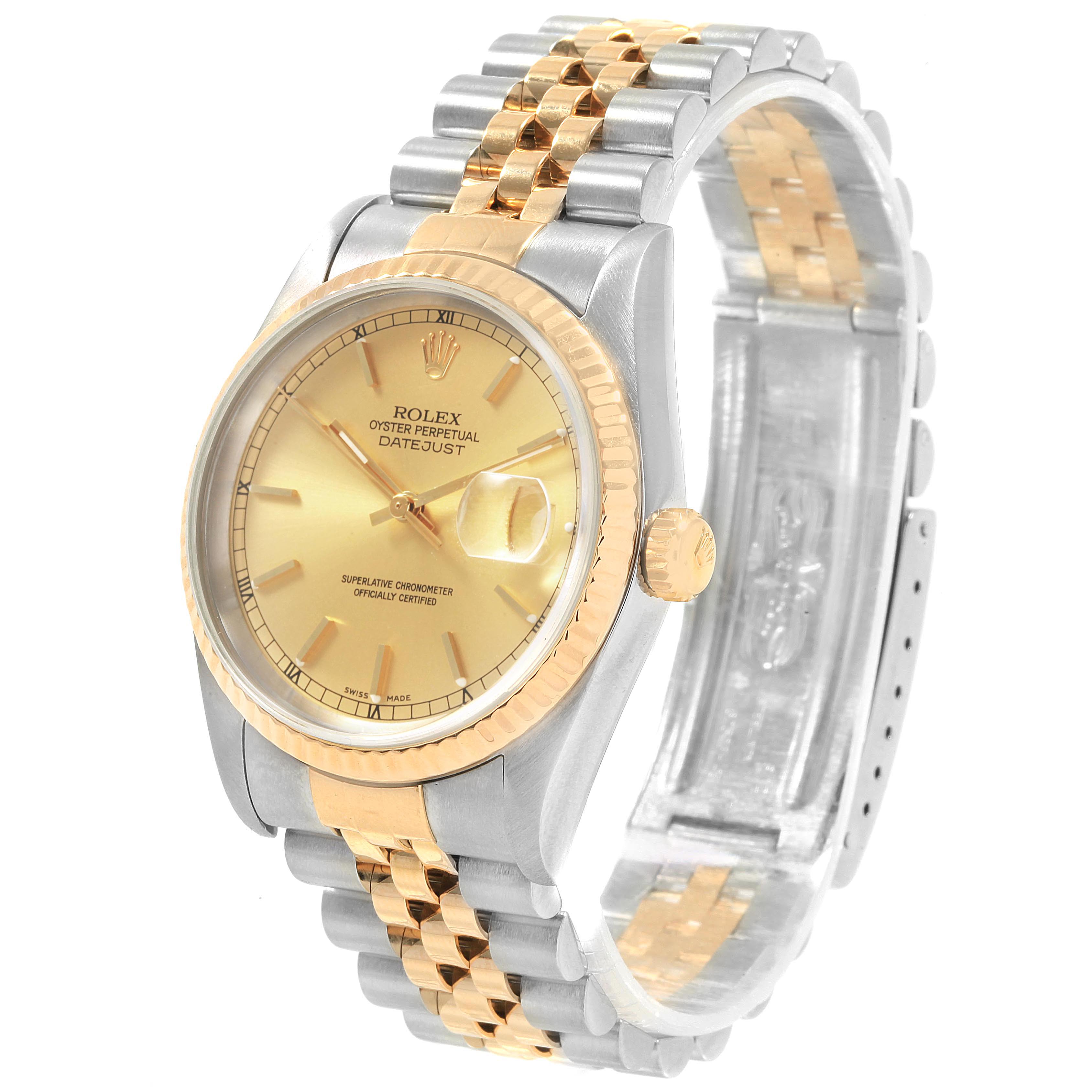 Rolex Datejust 36mm Stainless Steel Yellow Gold Mens Watch 16233 Box ...