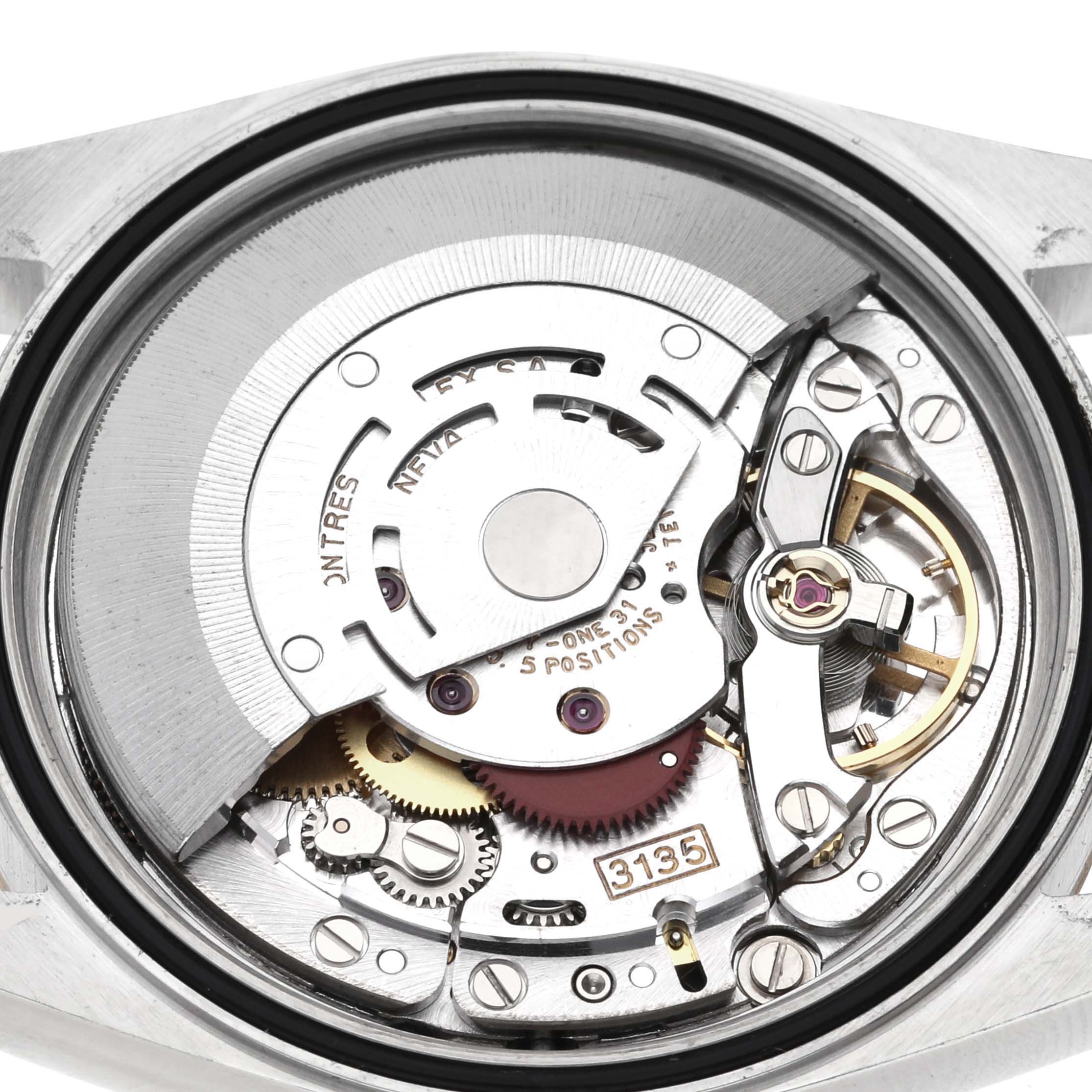 This image shows the internal mechanism of a Rolex Datejust 16233 Men's Steel and Gold (two tone) Champagne Dial 16233 Men's Steel and Gold (two tone) Champagne Dial watch from a top-down angle.