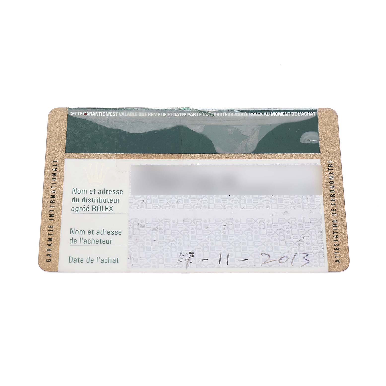 This image shows a Rolex warranty card associated with the Datejust 41 model.