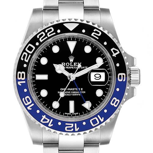 Photo of Rolex GMT Master II Batman Blue Black Bezel Steel Watch 116710 Unworn