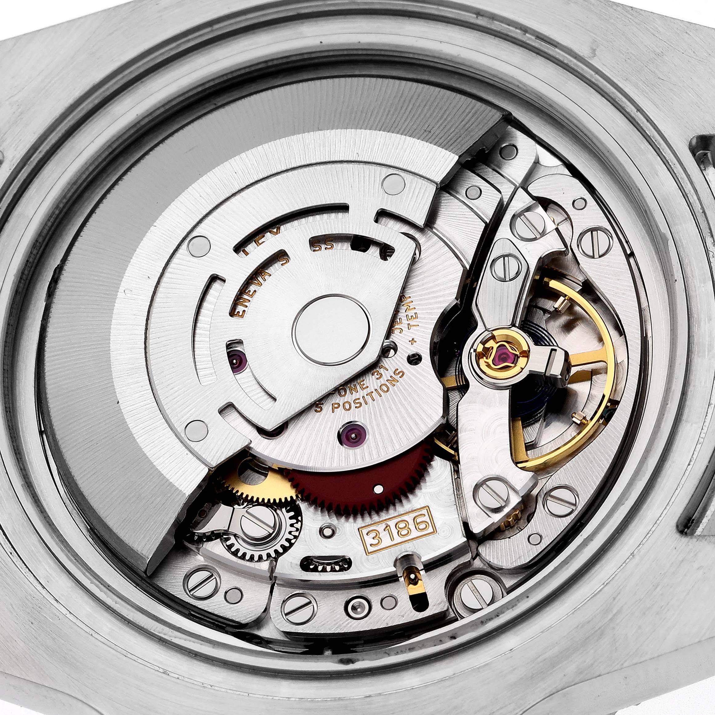 This image shows the internal mechanical movement of a Rolex GMT-Master 116710 Men's Stainless Steel Black Dial 116710 Men's Stainless Steel Black Dial watch from the back angle.