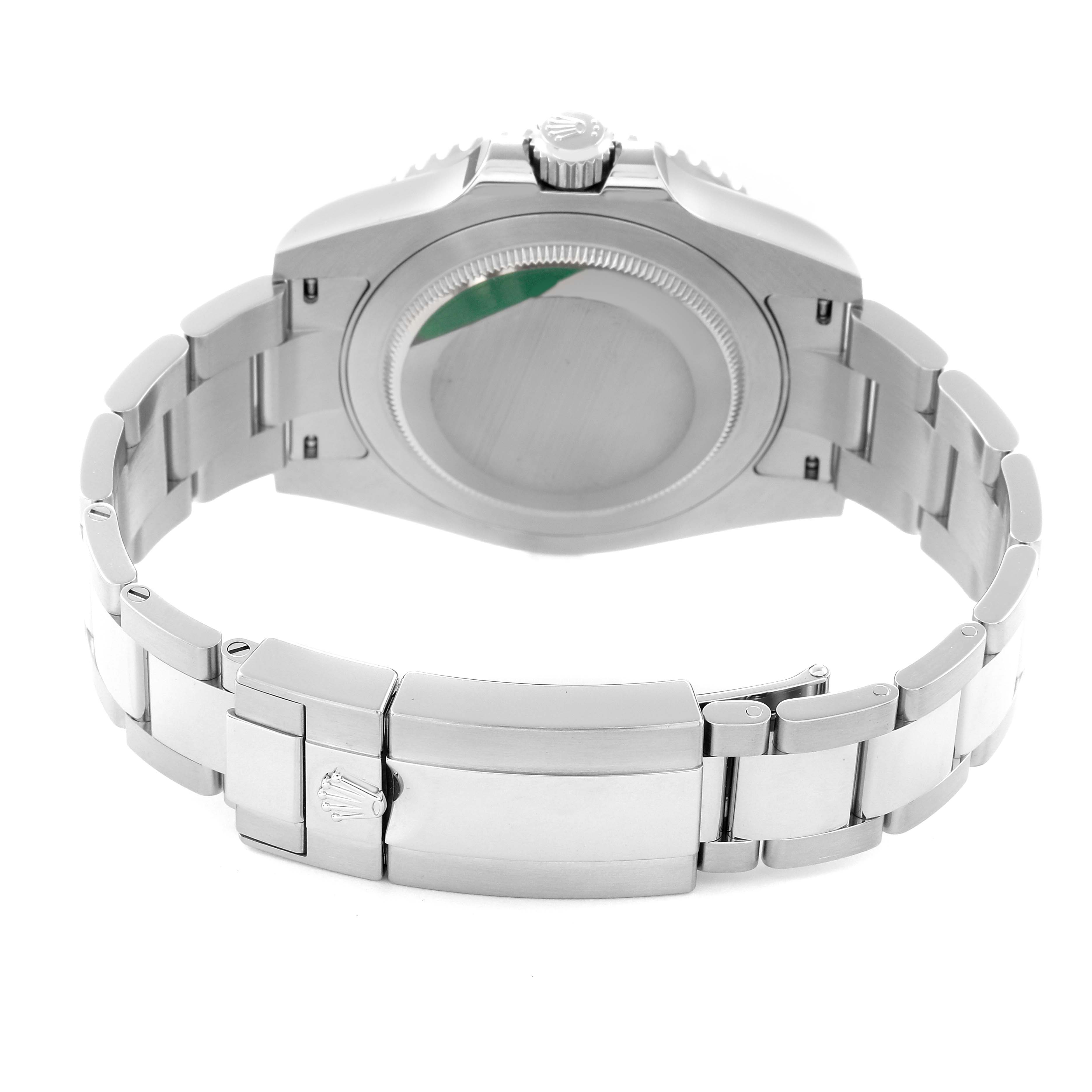 The image shows the back and clasp of a Rolex GMT-Master 126710BLRO Men
s Stainless Steel Black Dial 126710BLRO Men
s Stainless Steel Black Dial watch, featuring its bracelet and case back.