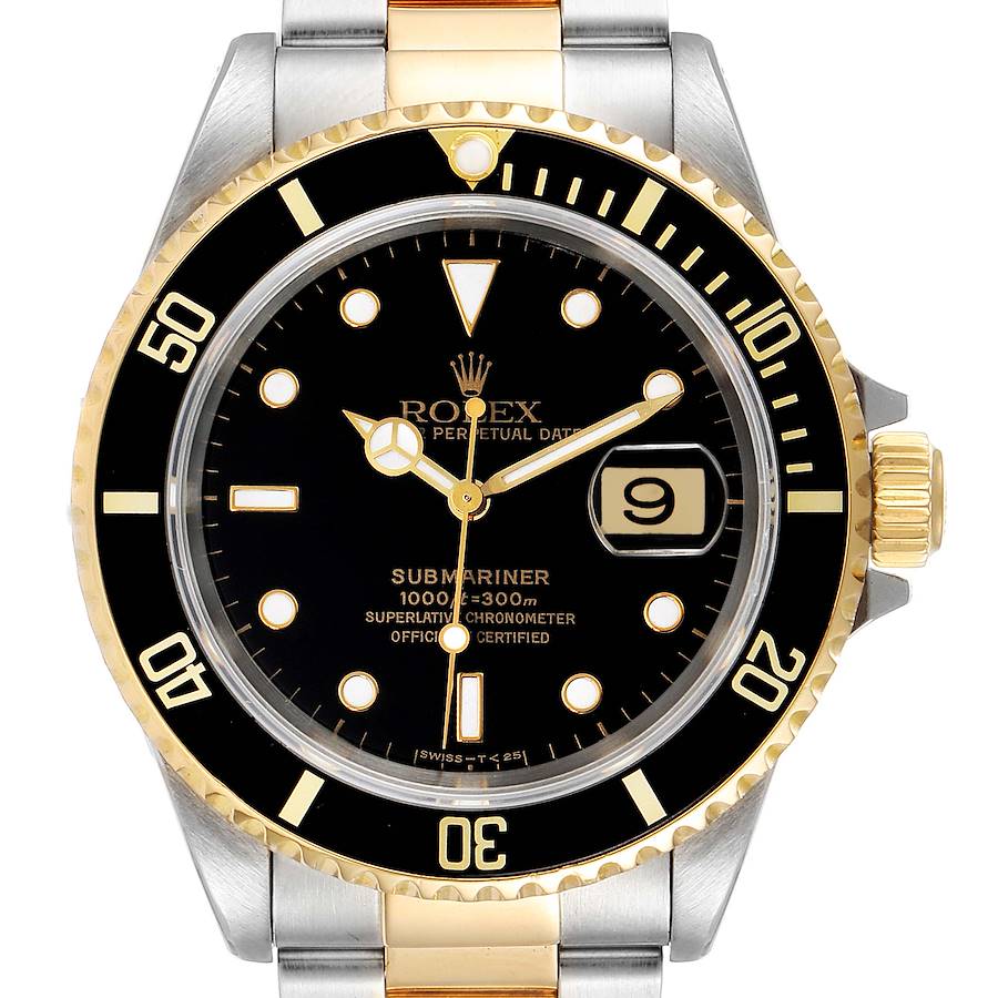 Rolex Submariner Black Dial Steel Yellow Gold Mens Watch 16613 SwissWatchExpo
