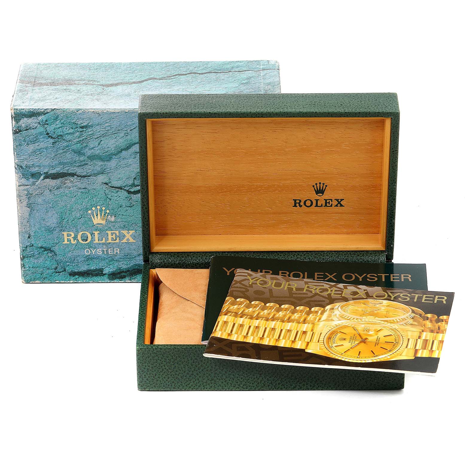 The image shows an open box for a Rolex Submariner 16613 Men's Steel and Gold (two tone) Black Dial 16613 Men's Steel and Gold (two tone) Black Dial watch with accompanying booklets and the outer packaging.