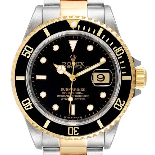 Photo of Rolex Submariner Black Dial Steel Yellow Gold Mens Watch 16613