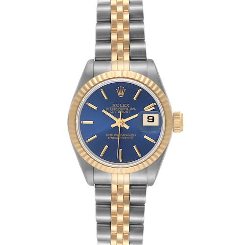 Photo of Rolex Datejust Steel Yellow Gold Blue Dial Ladies Watch 69173 Box Papers