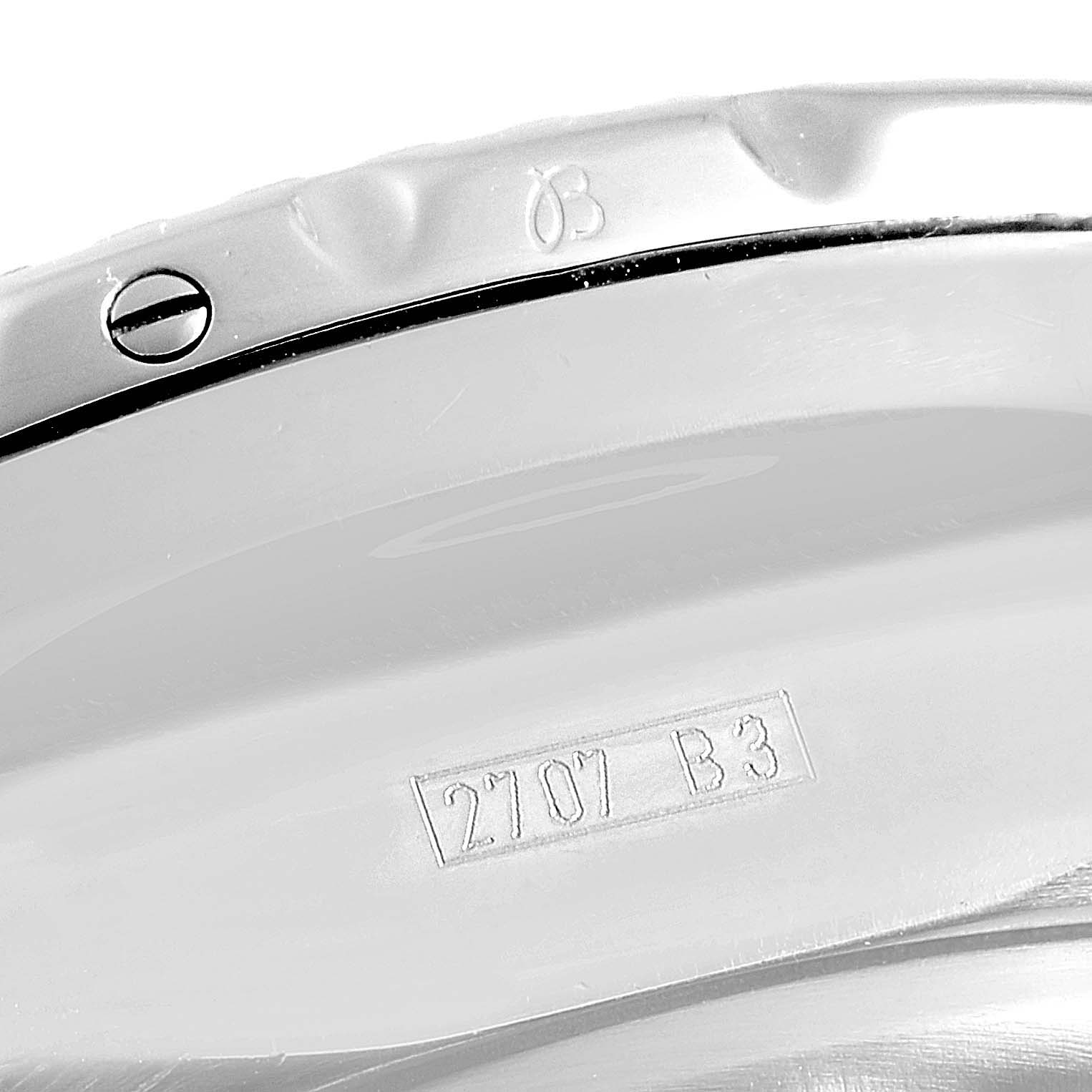 The image shows a close-up of the casing and engraved serial number of a Bentley model by Breitling.