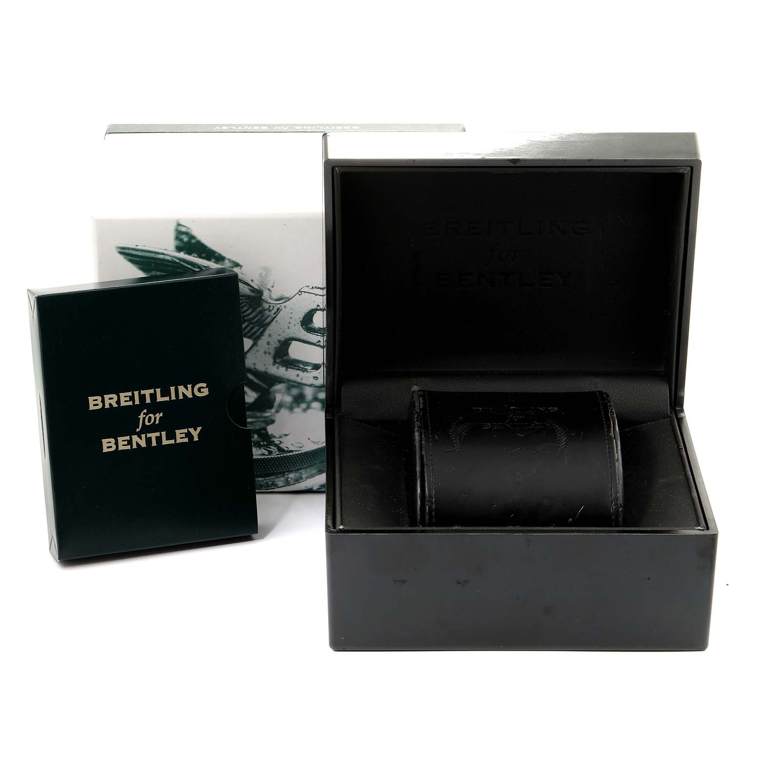 The image shows the box, packaging, and a cushion for the Breitling Bentley A44362 Men's Stainless Steel Blue Dial A44362 Men's Stainless Steel Blue Dial model watch.