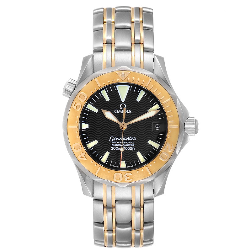 Omega Seamaster 36 Midsize Black Dial Yellow Gold Steel Watch